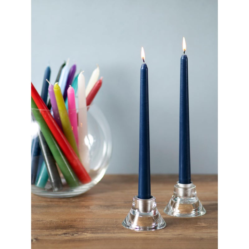 CANDWAX 10 inch Taper Candles Set of 12 - Dripless Taper Candles and Unscented Candlesticks - Perfect as Dinner Candles and Household Candles - Dark Blue Candles - Image 5